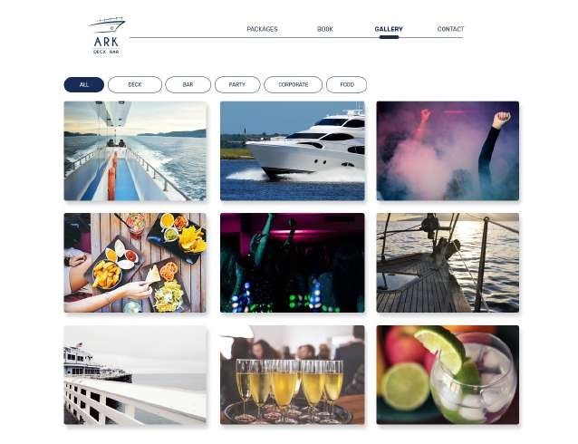 ARK Deck Bar website gallery page design