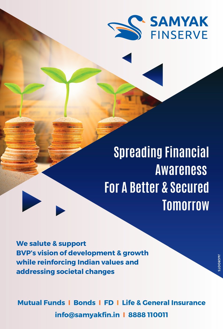 Samyak Finserve BVP magazine ad, spreading financial awareness