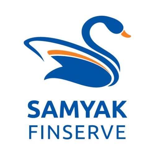 Samyak Finserve primary logo, swan mark and wordmark